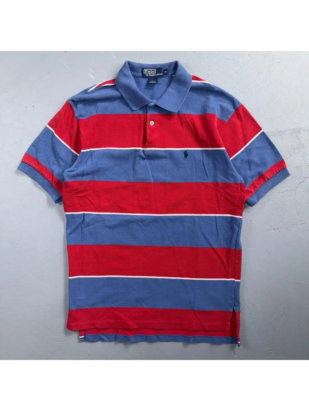Vintage Polo Ralph Lauren Pique Colorblack Stripe Polo Shirt Mens Medium Striped